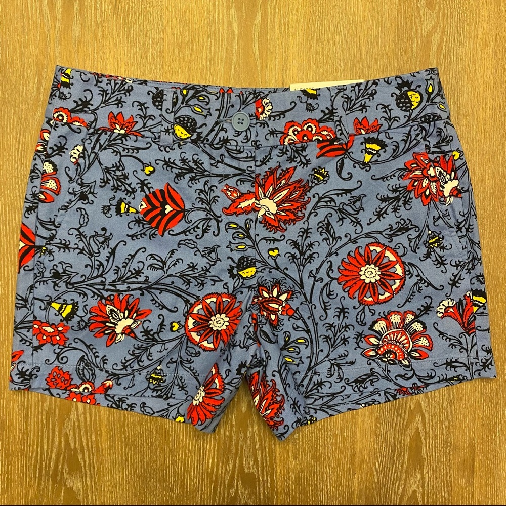 LOFT Mid-Rise Floral Print Button-Front Shorts
